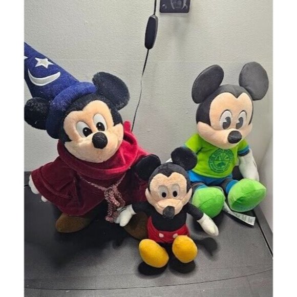 Lot of 3 Disney Mickey Mouse Wizard, Dino Institute, Regular Mickey Mouse Plush - Picture 1 of 12